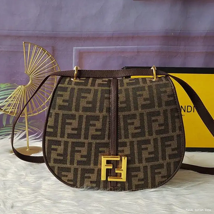 Affordable Motif FF Fabric C'mon Brown Bag Fendi In Medium 0612